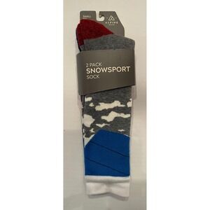 Alpine Design Boys Snowsport Socks 2 Pack Yeti Blue Red Small Shoe Size 13-4
